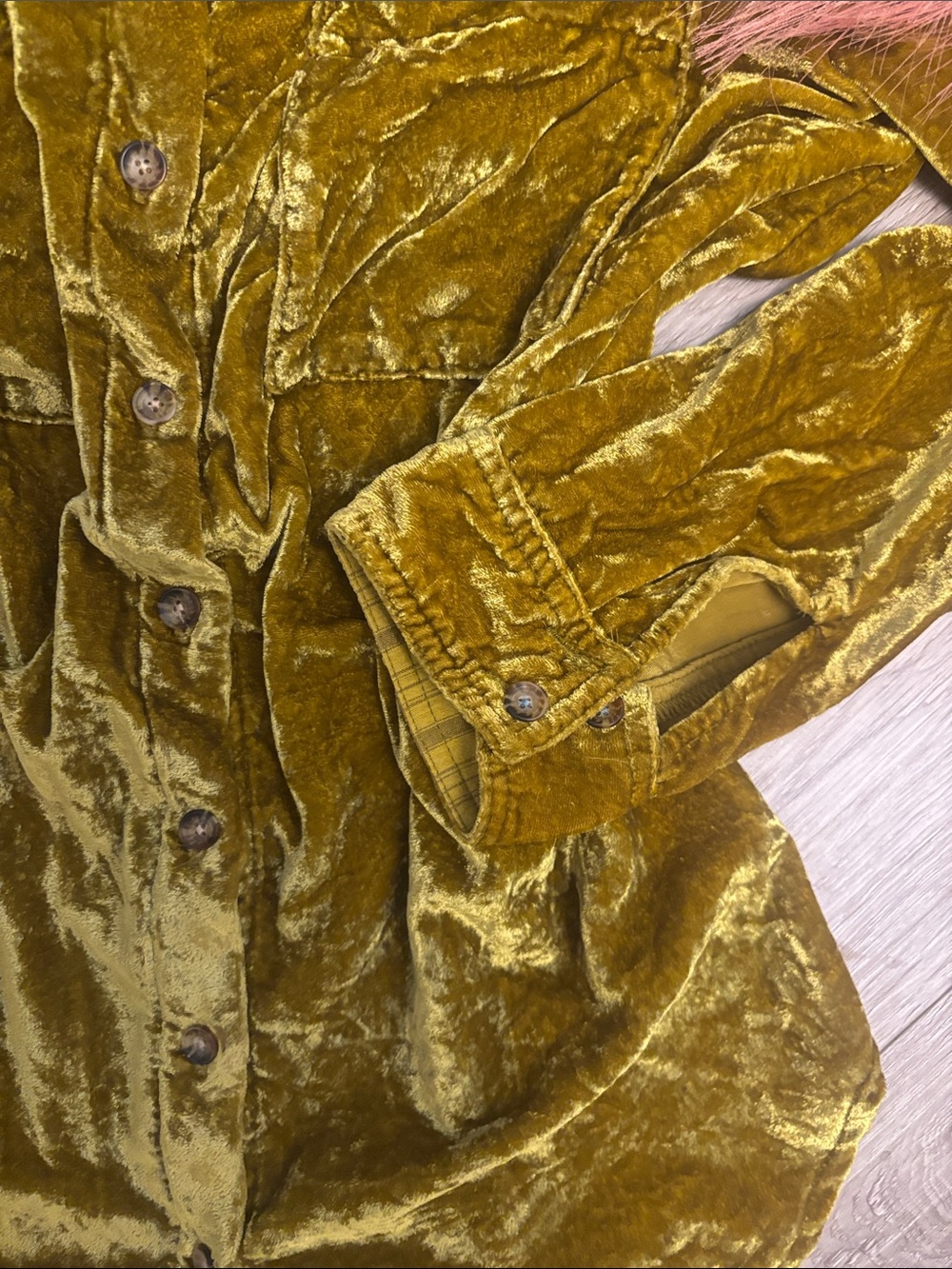 Anthropologie Maeve Crushed Velvet Button Down Shirt Fall Autumn Boho - Picture 2 of 10